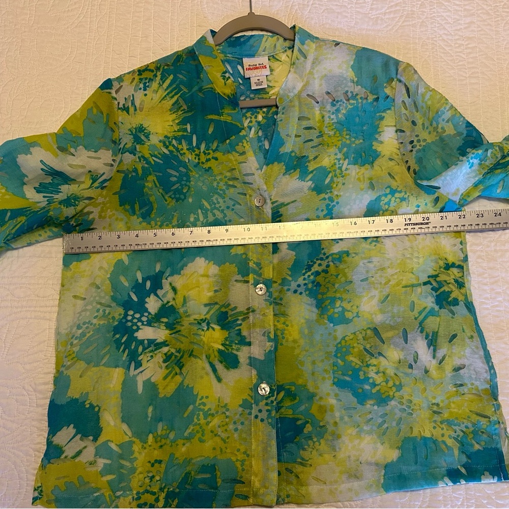 Ruby Rd. Blue and Green Floral Jacket - Picture 7 of 11